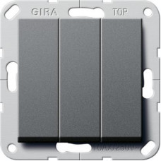 Выключатель трехклавишный Gira System 55 10A 250V британский стандарт антрацит 283028