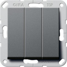Выключатель трехклавишный Gira System 55 10A 250V антрацит 284428