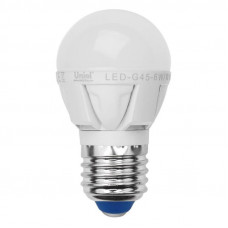 Лампа светодиодная Uniel E27 6W 4500K матовая LED-G45-6W/NW/E27/FR ALP01WH 07904